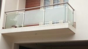 Steepness steel balcony glass railing