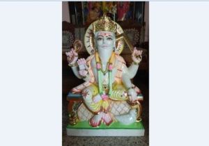 Religious Marble Vishwakarma Statue
