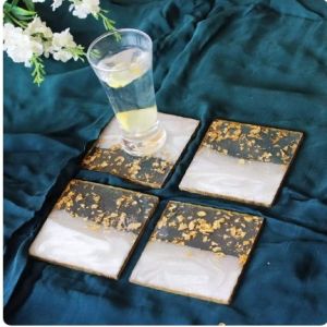 Resin And Brass Drink Coaster, Size: 4 Inch X4 Inch at Rs 340/set in Sambhal