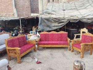 Pink Wooden Sofa Set