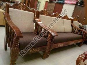 Brown 5 Seater Wooden Sofa Set