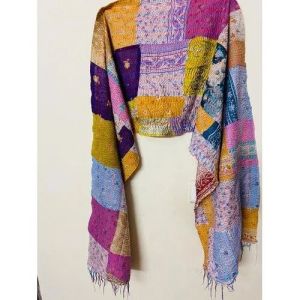 Kantha Stitch Silk Stole