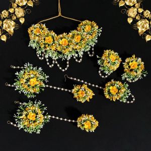Yellow Floral Bridal Necklace Set
