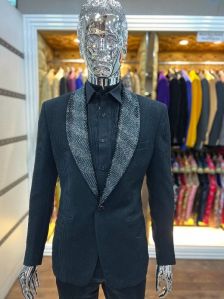 Black Shining Collar Tuxedo Suit