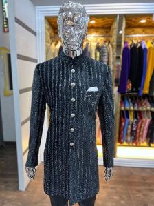 Designer Black Indo-Western Sherwani