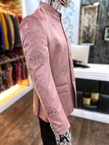 Pink Velvet Jodhpuri Suit