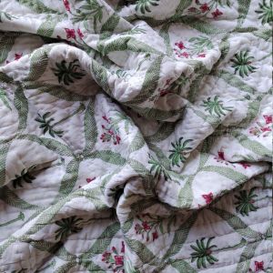 Pink Gorgeous Floral Cotton Block Printed Quilt