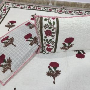 Queen Size Hand Block Printed Reversible Quilt