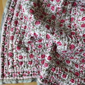 Pink Floral Hand Stitched Quilt
