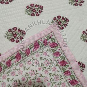 Pink Floral Printed Quilt