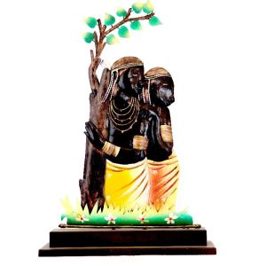 Wrought Iron Amidst Forest Tribal Couple Figurine