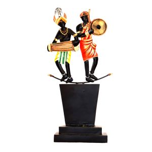 Wrought Iron Madia-Madin Couple with Musical Instruments Figurine