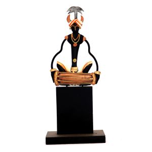 Wrought Iron Sitting Musician with Instrument Figurine