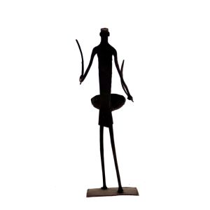 Wrought Iron Standing Madia Beating Dhol Figurine