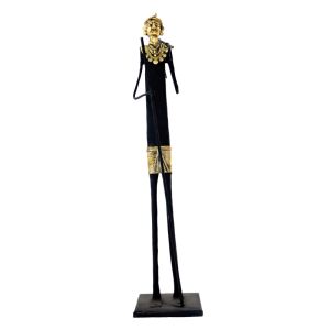 Wrought Iron Standing Madin with Stick and Axe Figurine