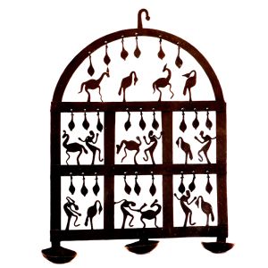 Wrought Iron Tribal Candle Holder Wall Hanging