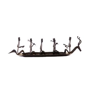 Wrought Iron Tribal Group Bastariya Boat Figurine