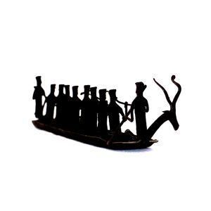 Wrought Iron Tribal Group with Boat Figurine