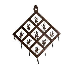 Wrought Iron Tribal Motif Square Cloth hanger