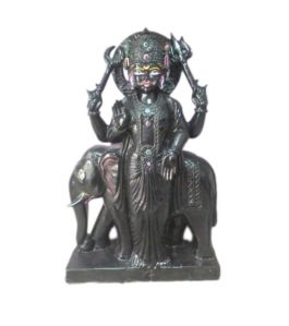 Black Marble Shani Dev Statue with Elephant