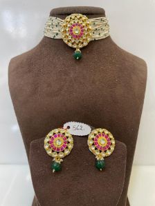 MJ-S-562 Green and Ruby Necklace Set