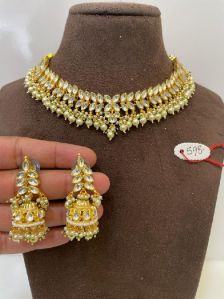 MJ-S-598 Yellow Moti Bandhai Necklace Set