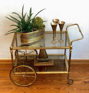 Metal and Glass Golden Bar Cart