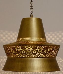 Slight Shade Brass Moroccan Pendant Light