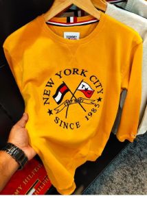Tommy Hilfiger Yellow Full Sleeves Mens Sweatshirt