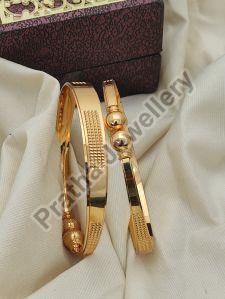 Golden Party Wear Brass Open Bangle