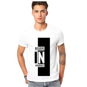 Mens Believe in Yourself Printed Round Neck T-Shirt