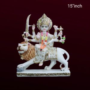 15 Inch Marble Durga Statue