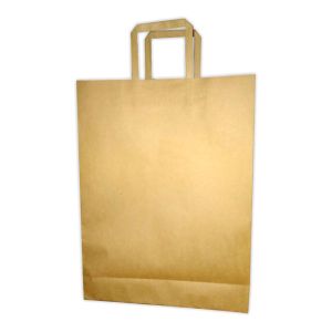 Brown Flat Handle Paper Carry Bag