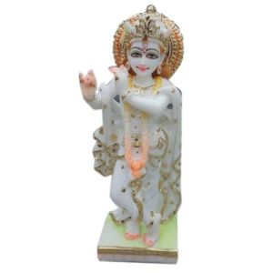 12 Inch Marble Krishna Statue