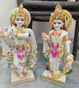 18 Inch Marble Radha Krishna Statue