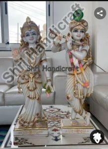 27 Inch Marble Radha Krishna Statue