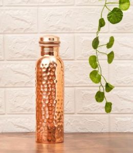 750ml Glossy Hammered Copper Water Bottle