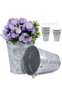 Galvanized Metal Bucket Planter with Handle