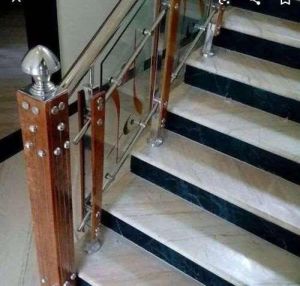 Stainless Steel with Wooden Hand Railing