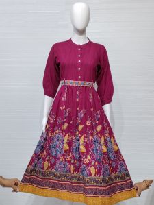 Heavy Rayon Kurti with Embroidered Belt