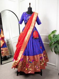 Jacquard Silk Paithani Lehenga Choli