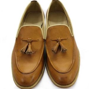 MEN'S HANDMADE TAN LOAFERS shoes