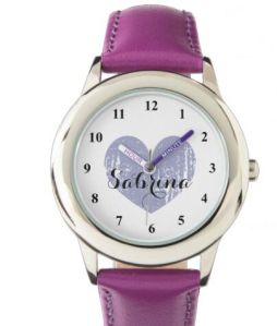 Cute Kid's watch with purple heart and girls name