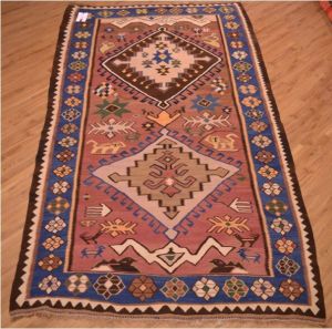 3.33x1.72m Old Persian Bidjar Kilim Kelleghi