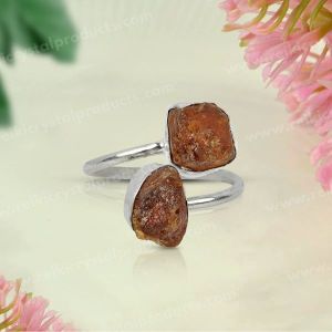 Natural Hessonite Raw Gemstone Ring