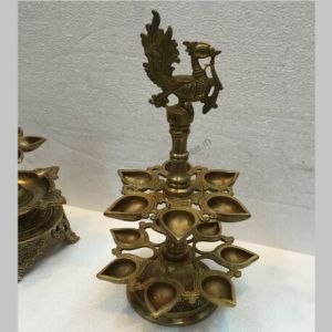 Peacock Diya Hindu Religious Gift of Brass