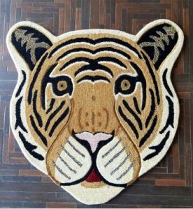 Tiger Face Hand Tufted Woollen Carpet