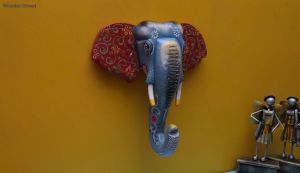 Wooden Elephant Face Wall Decor