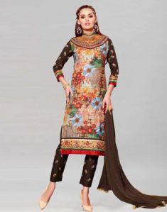 Cotton Printed Embroidered Unstitched Salwar Suit