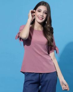 Onion Pink tie up Sleeve Top